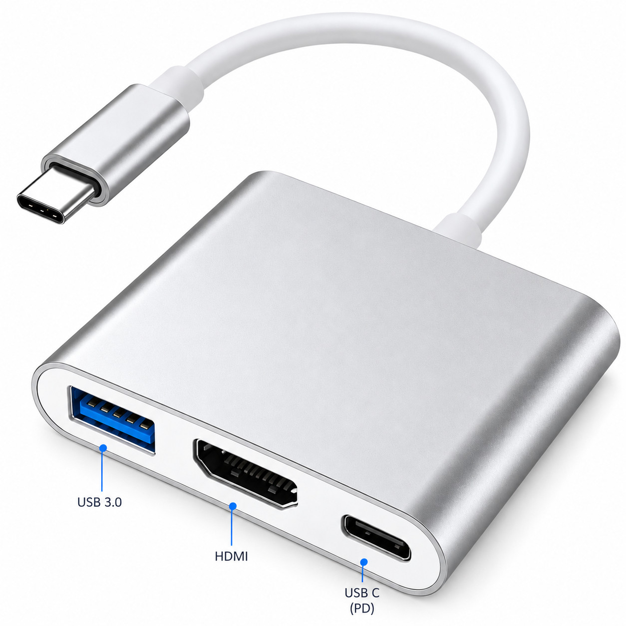 QCEs USB C to HDMI Adapter, USB-C Digital AV Multiport Adapter with 4K Silver