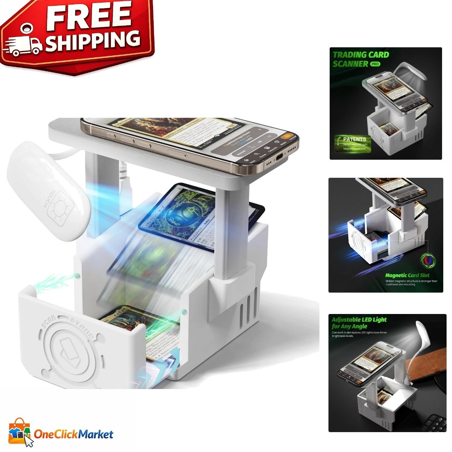 Compact Trading Card Scanner with User-Friendly Design and Adjustable Lighting