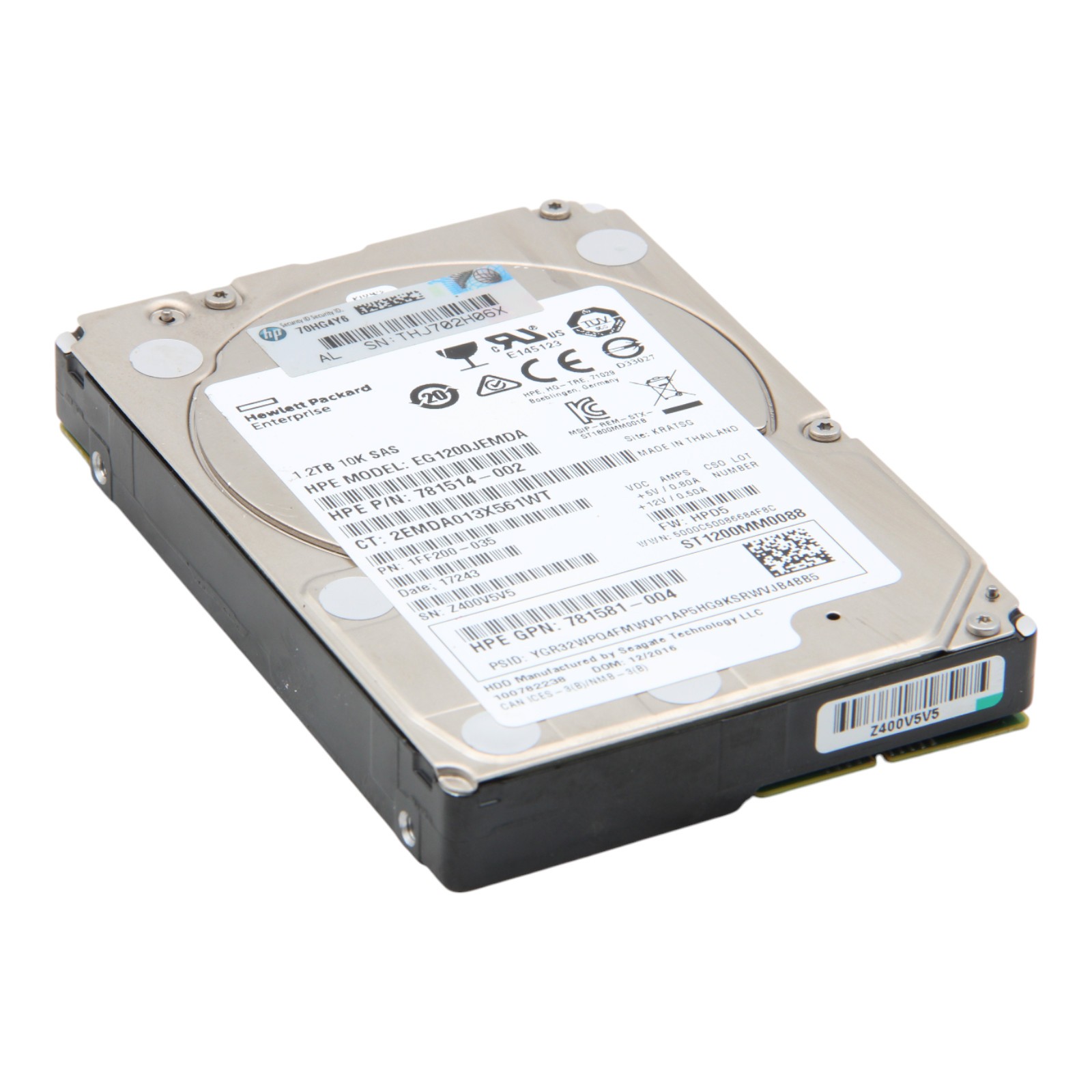 HPE Seagate 1.2TB SAS-3 10,000RPM 781514-002 EG1200JEMDA ST1200MM0088 2.5" HDD