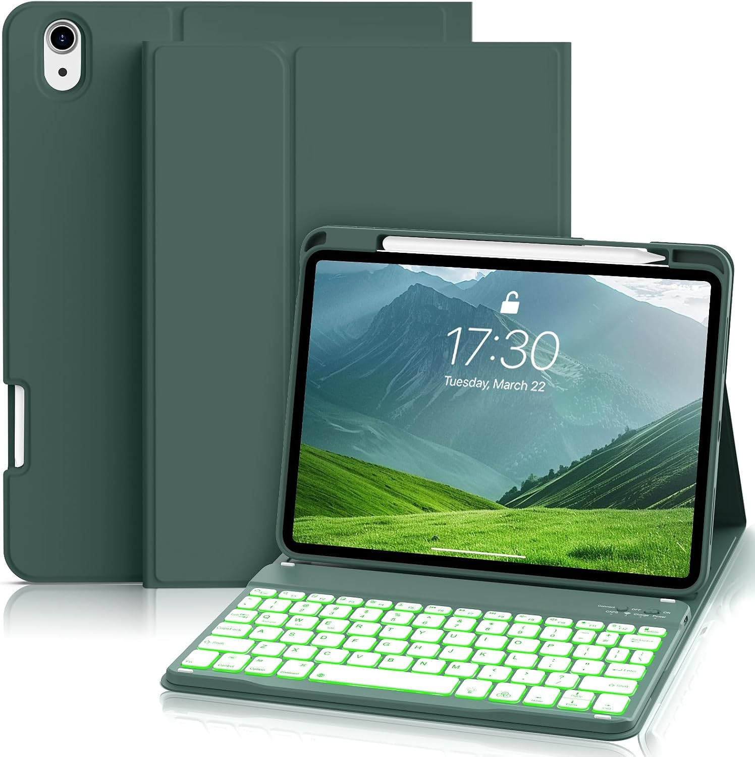iPad 11 inch 2025/10.9 inch 2022 Case with Detachable Backlit Keyboard and Stand