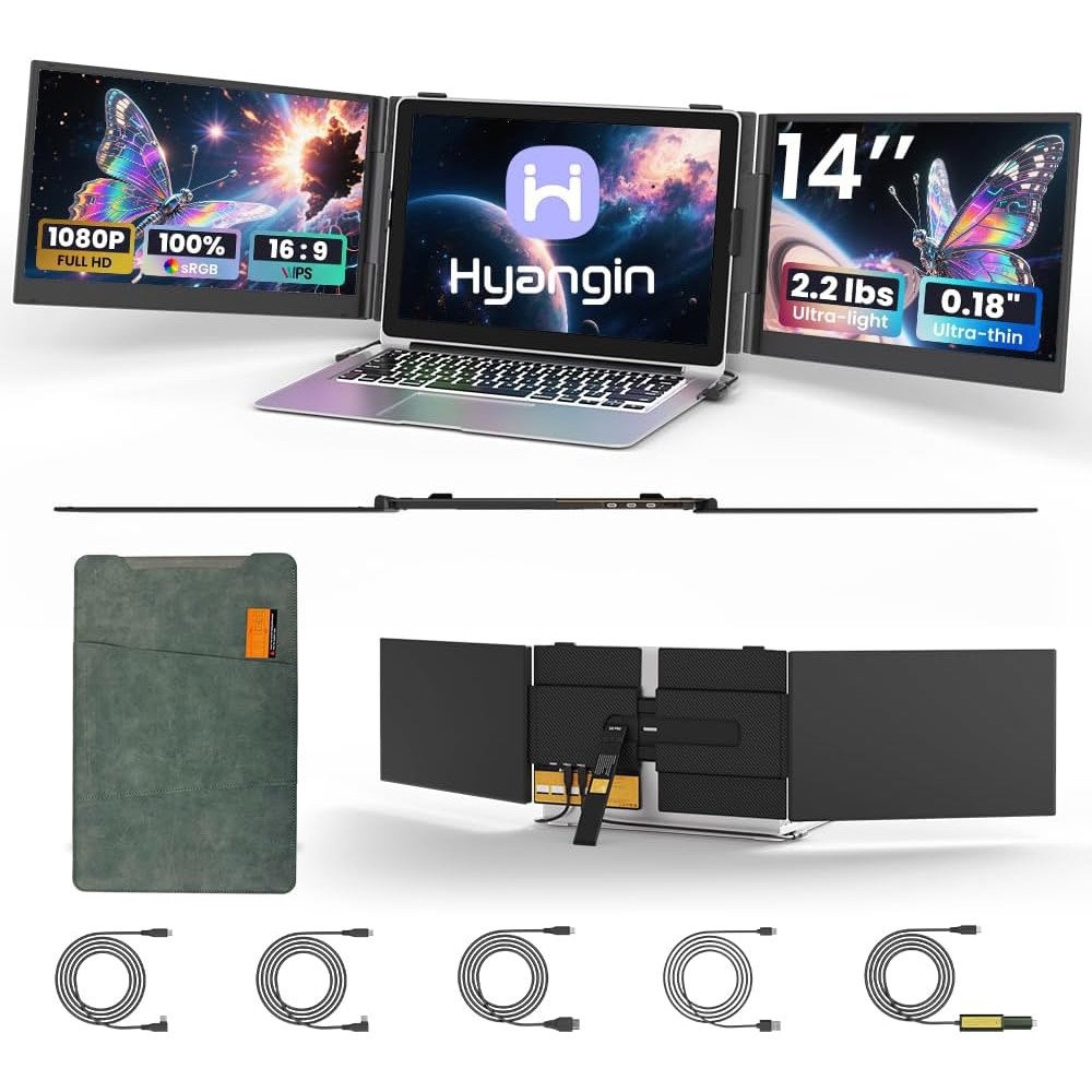 60% NEW Hyangin S8 Pro Triple Monitor Portable Laptop Screen Extender Ultra Slim