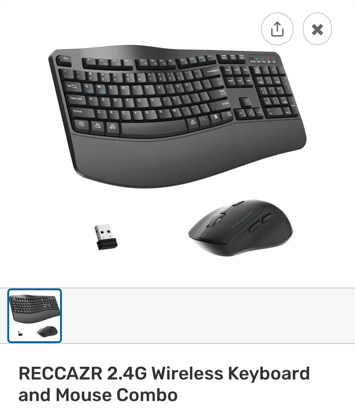 EK 30 Ergonomic Rechargeable Wireless Keyboard and Mouse Set Reccazr