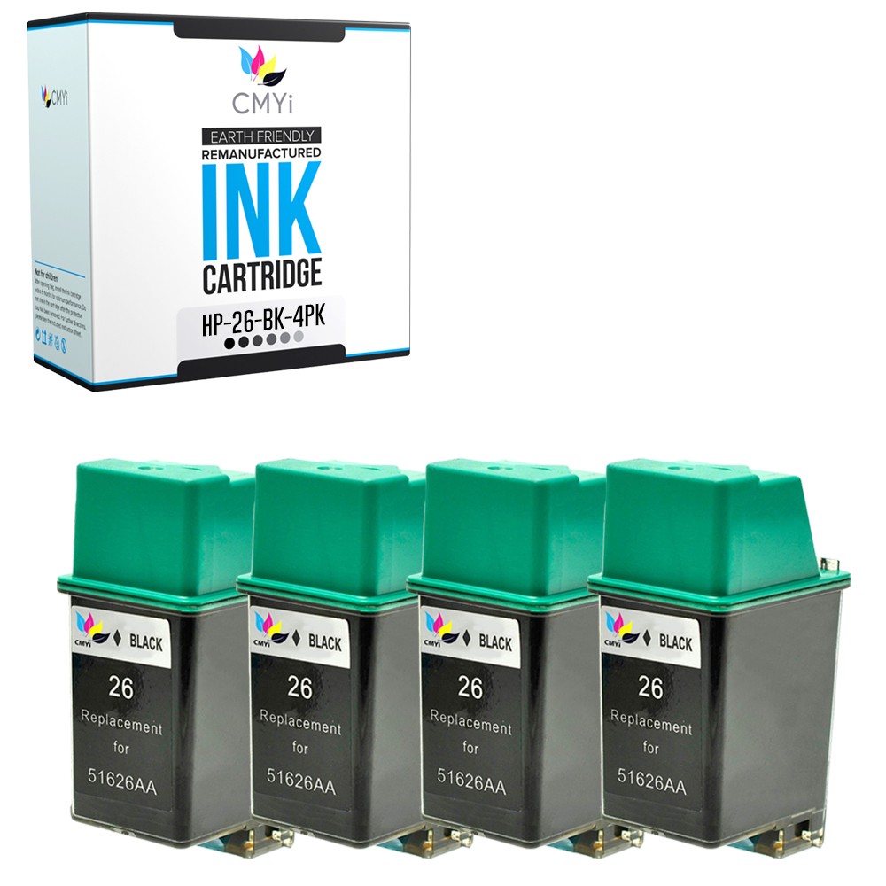 4PK Compatible CMYi 26 Black Ink Cartridges fits HP 2276a 2277a FAX 310 700 750