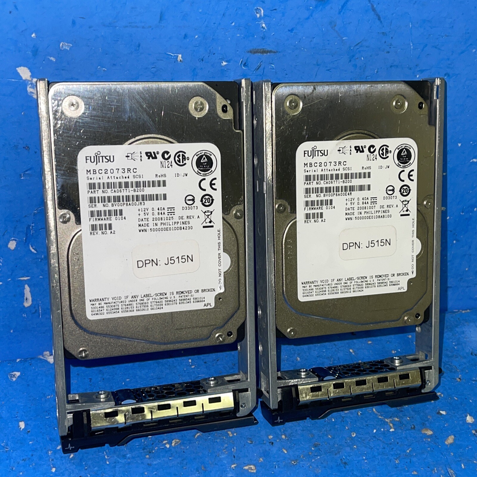 "LOT OF 2"  Fujitsu 73 GB,Internal,15000 RPM,2.5"  MBC2073RC Hard Drive