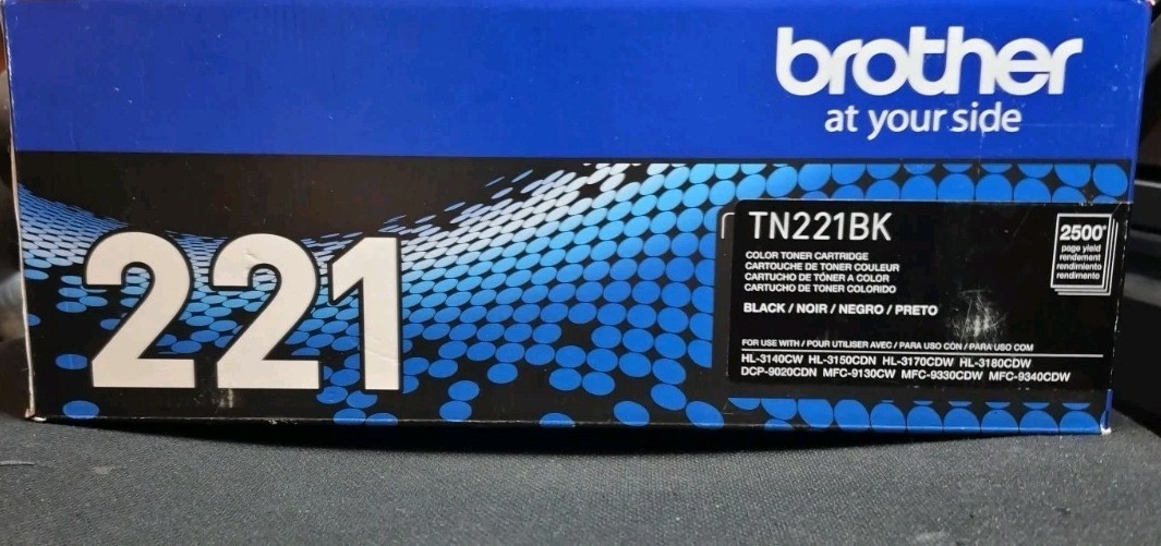 Brother Genuine TN221BK Black Toner Cartridge--OEM (Open Box / Inspected – Good)