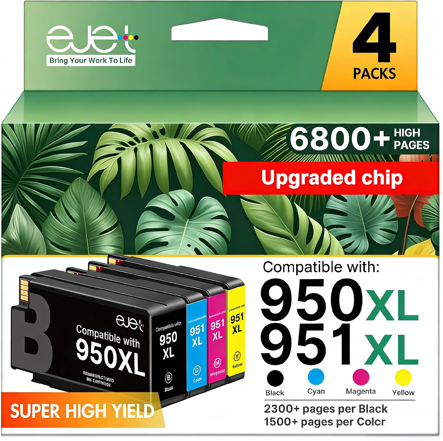 4PK 950XL 951XL Compatible Ink Cartridge For HP OfficeJetPro 8600 8610 8620 8625