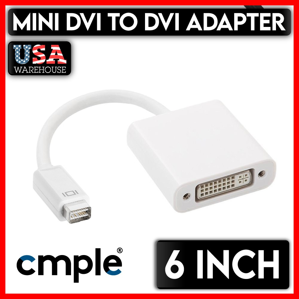 Mini DVI Male to DVI Female Adapter 6 Inch Cable Video Converter for MacBook