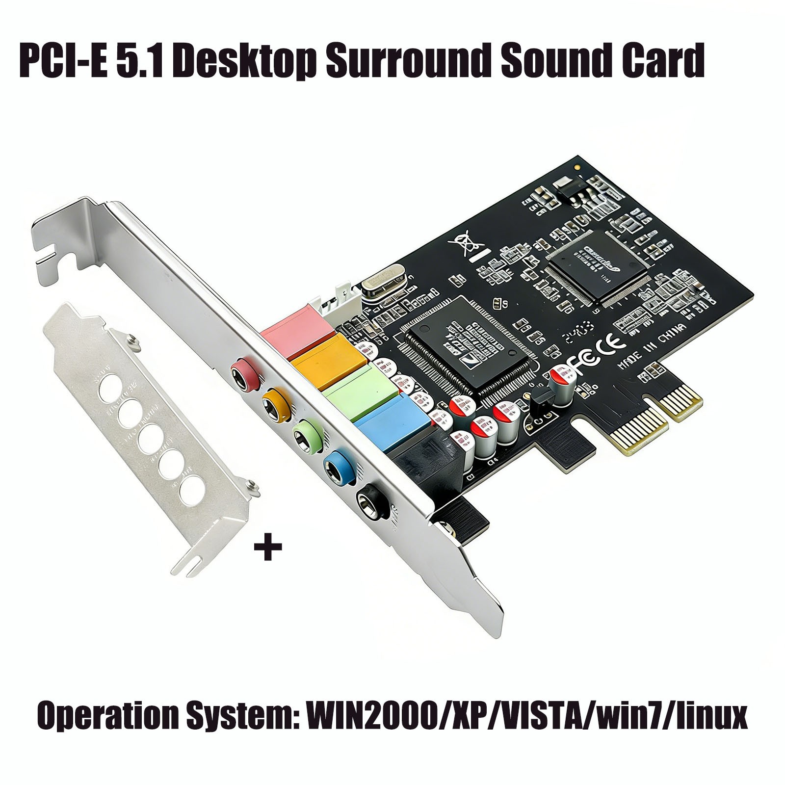 PCIe x1 Sound Card 5.1ch CMI8738 Chipset w/Low Profile Bracket US Stock