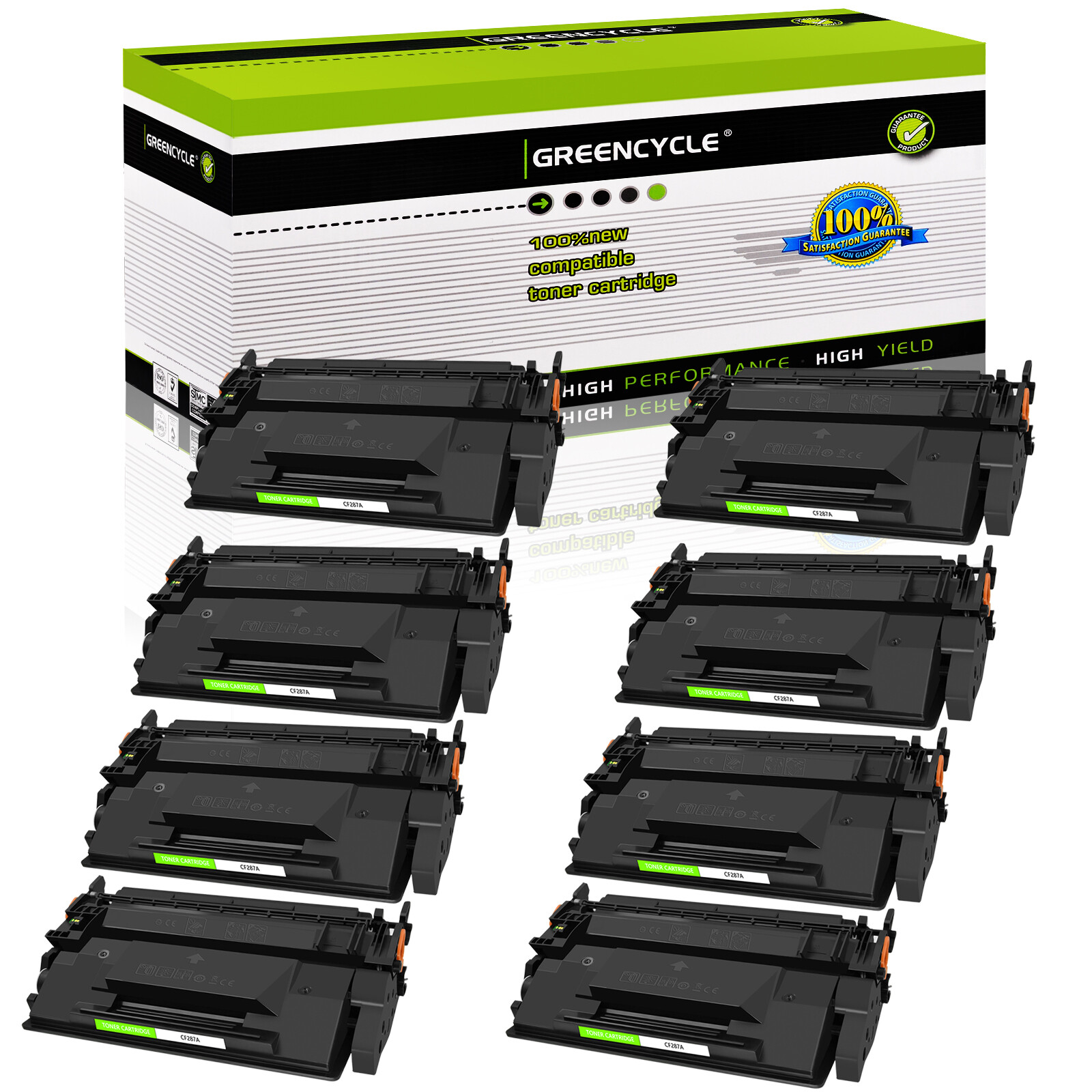 8PK Toner Compatible with HP CF287A LaserJet Enterprise M506dn M506n M506x M527f