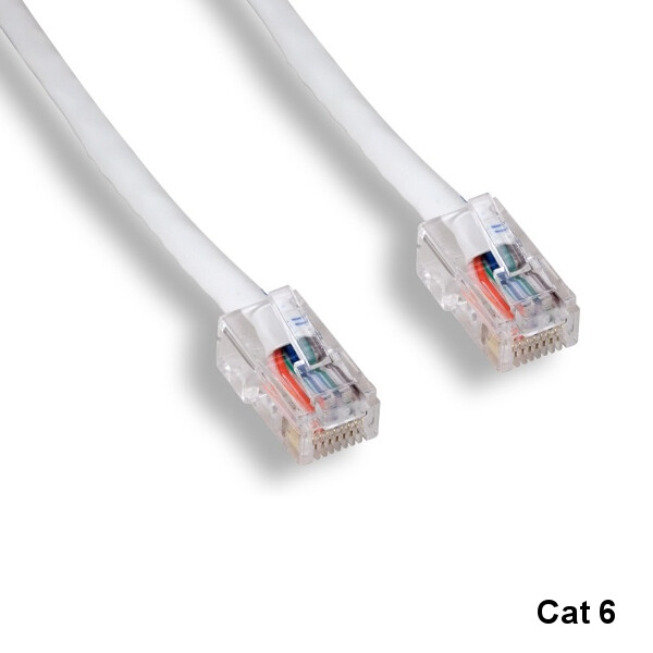 Kentek White 50ft Cat6 UTP Non-Booted Ethernet Patch Cable 24AWG 550MHz Network