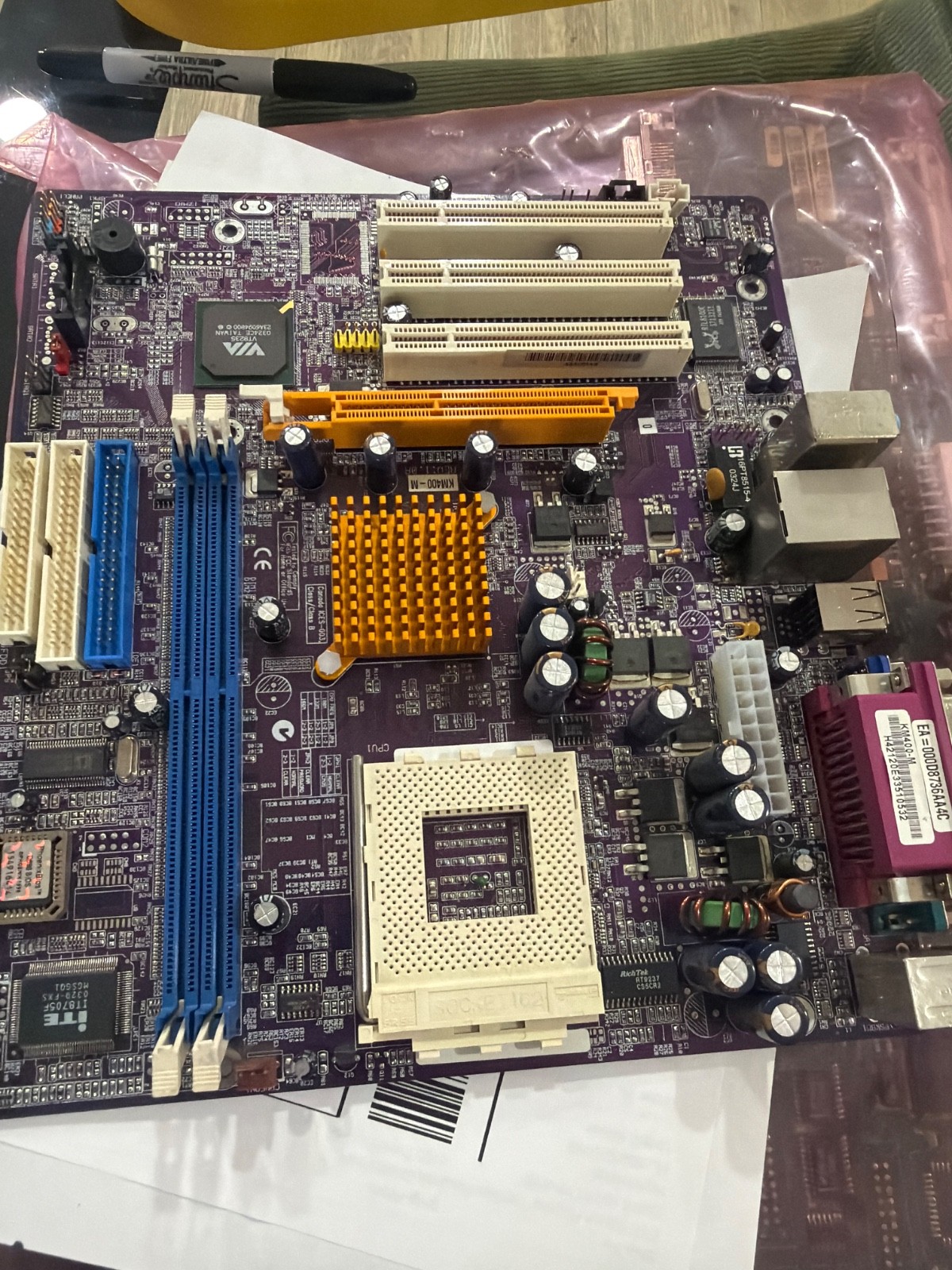ECS 741GX-M REV: 1.0A SOCKET 462 MOTHERBOARD WITH SEMPRON 2200+ & Backplate