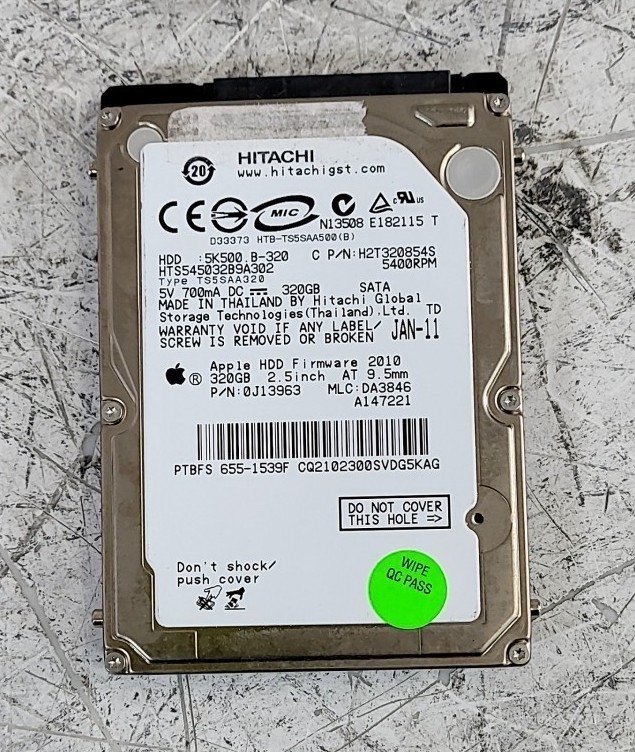Hitachi HTS545032B9A302 0J13963 Hard Drive 2.5" 320GB SATA