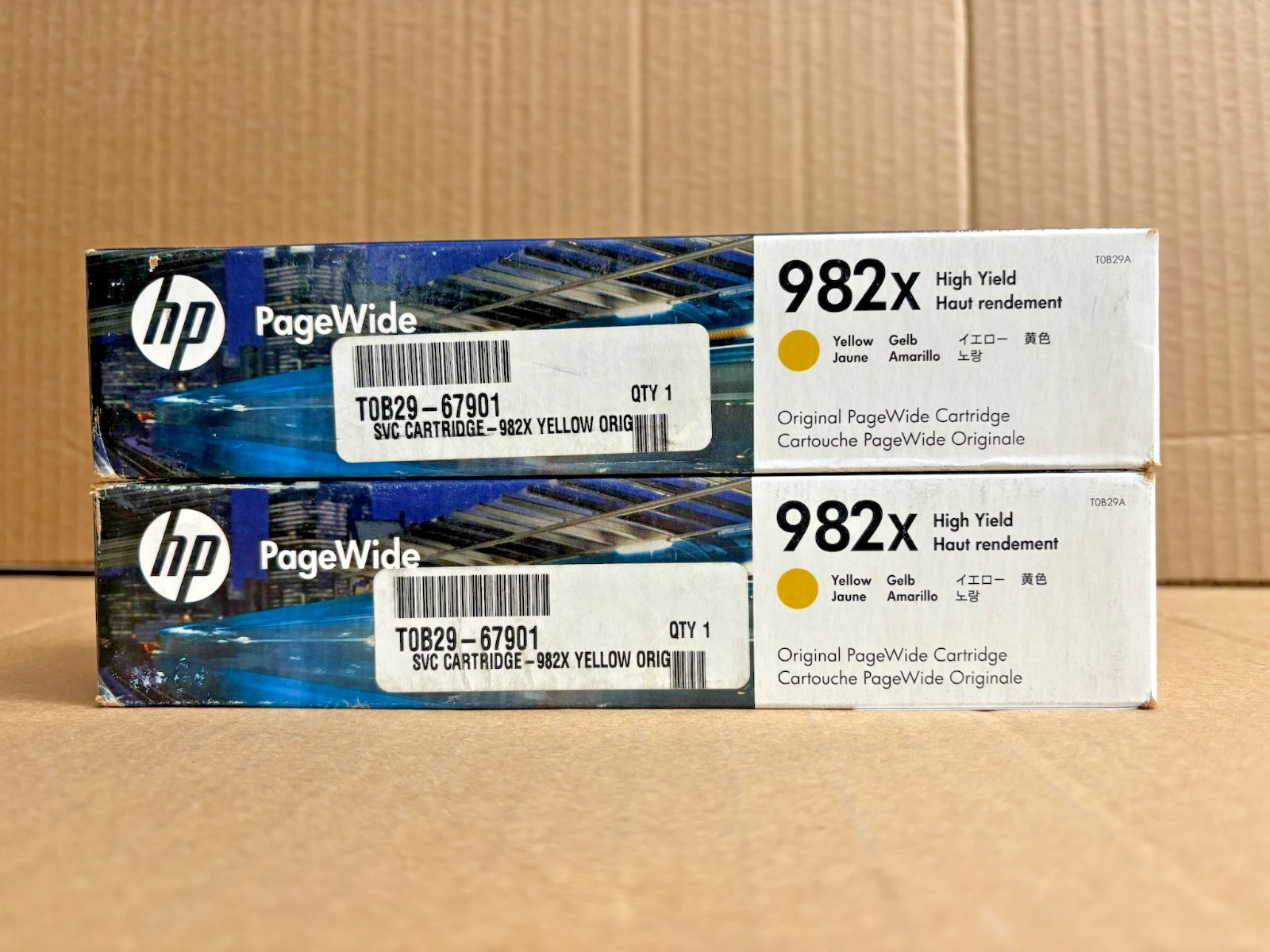 2 Genuine HP 982X Enterprise 765,780,785  Yellow Ink T0B29A (EXP: June 2023)