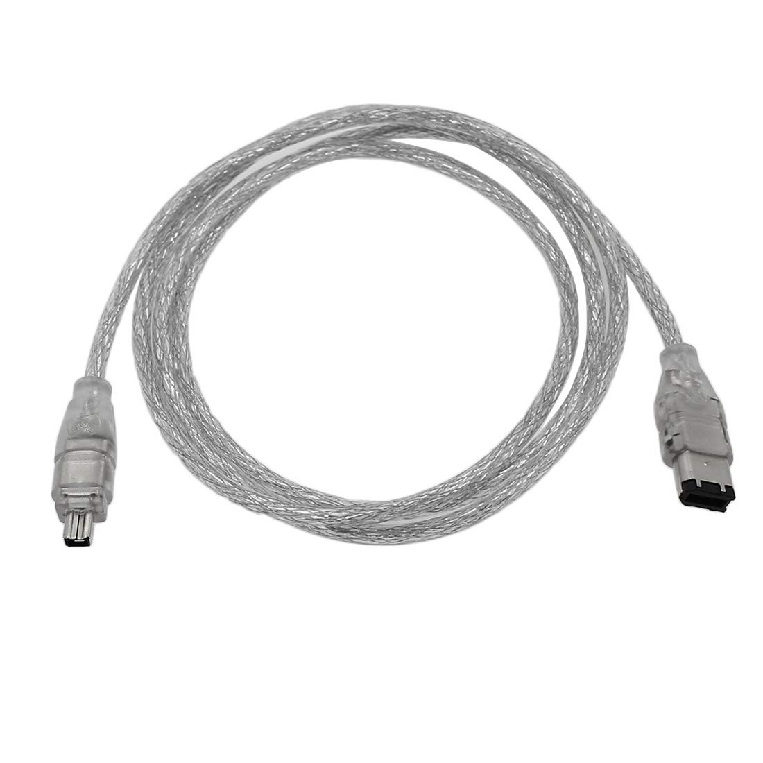FireWire IEEE 1394 Cable 6 Pin to 4 Pin Male to Male DV Cord Clear 4FT 2 PCS