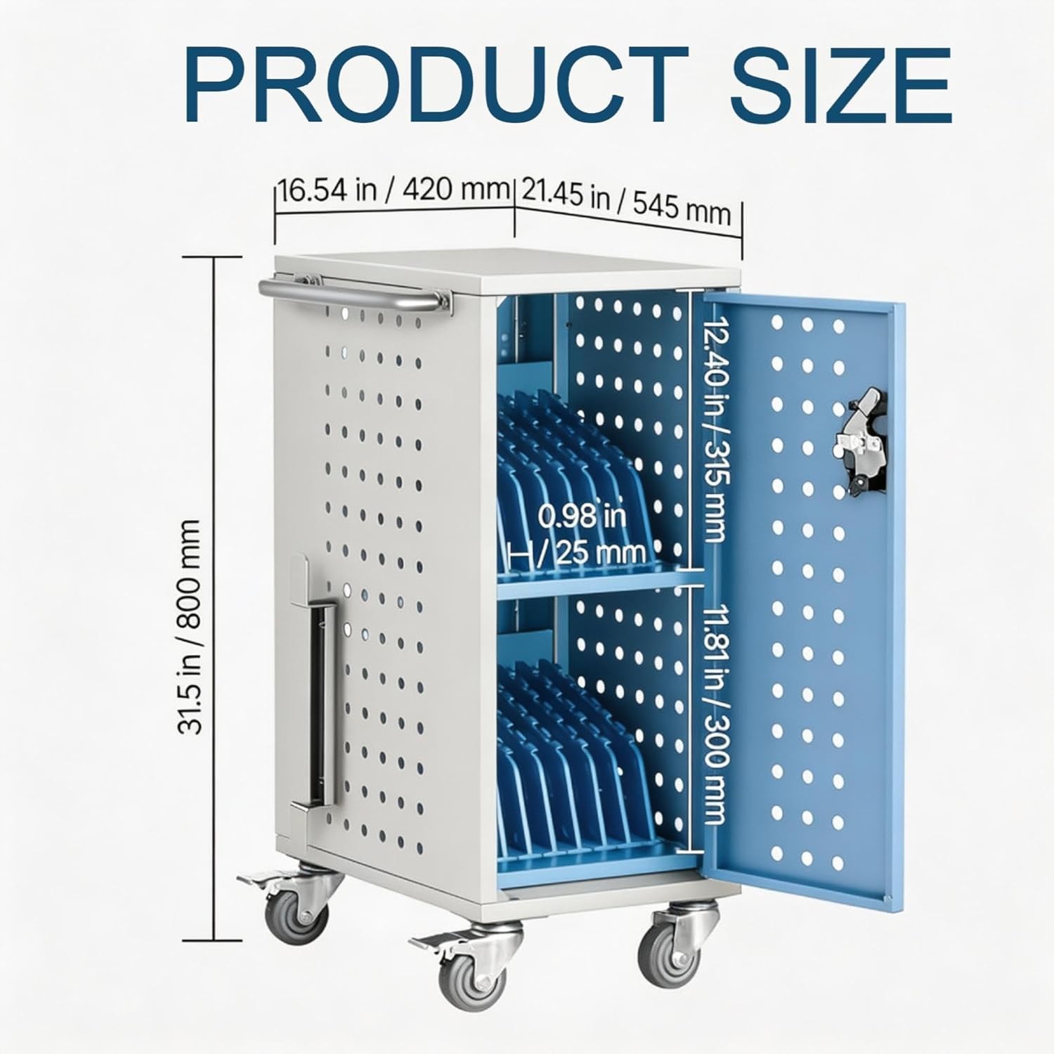 Mobile Laptop Charging Cart Station Locking up to 15.6" Tablet 16/20/32 Device