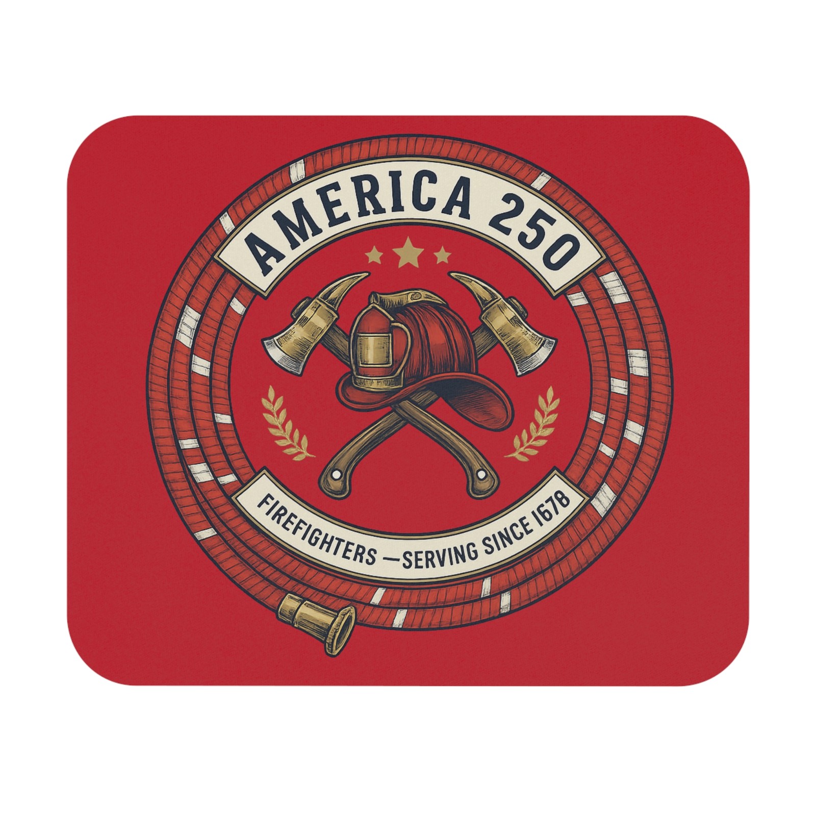 America 250 Firefighter Helmet & Axes Mouse Pad | Firefighter Tribute