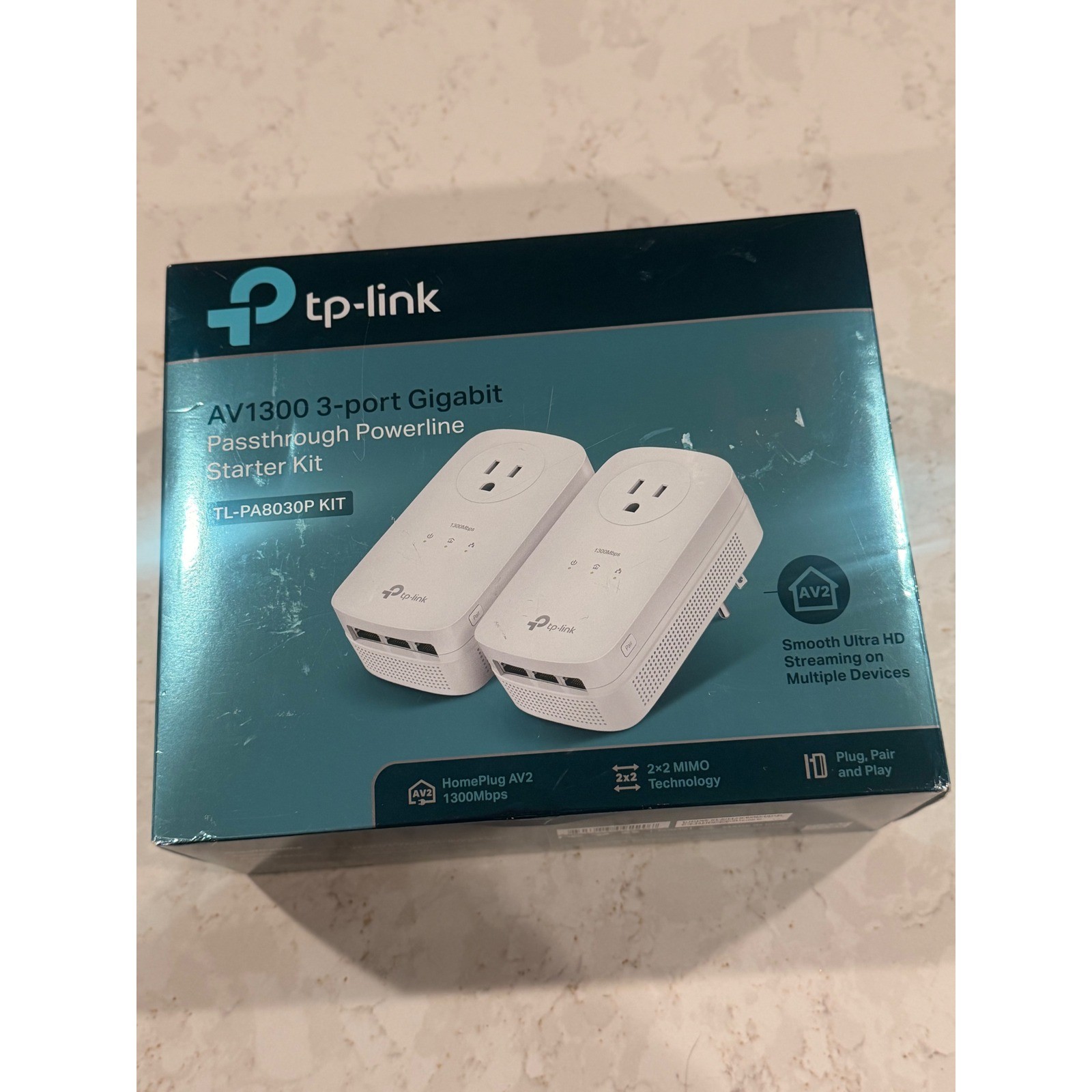 TP-Link AV1300 3-port Gigabit Passthrough Powerline Adapter TL-PA8030P White