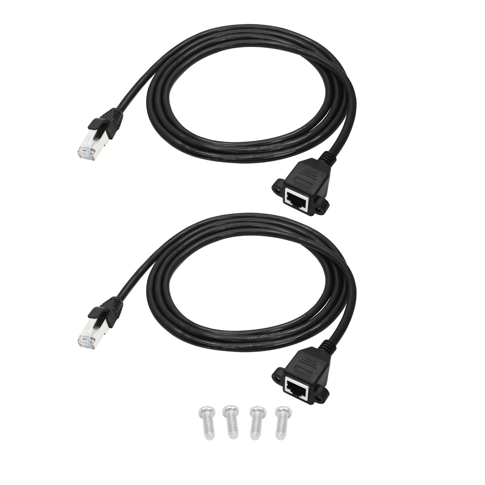 Cat6 Ethernet Extension Cable 3FT RJ45 Male Female Panel Mount Shielded 2 PCS