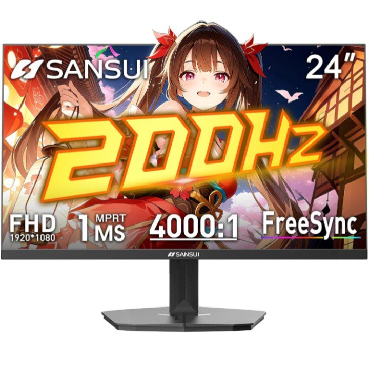 SANSUI 24 Inch Gaming Monitor 180Hz 1Ms Freesync HDR 110% Srgb FHD 1080P Compute