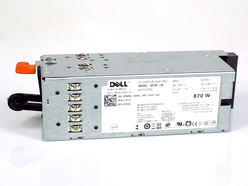 Dell 07NVX8 Replacement Part: 870W Hot-Swap Power Supply PSU for PowerEdge R710