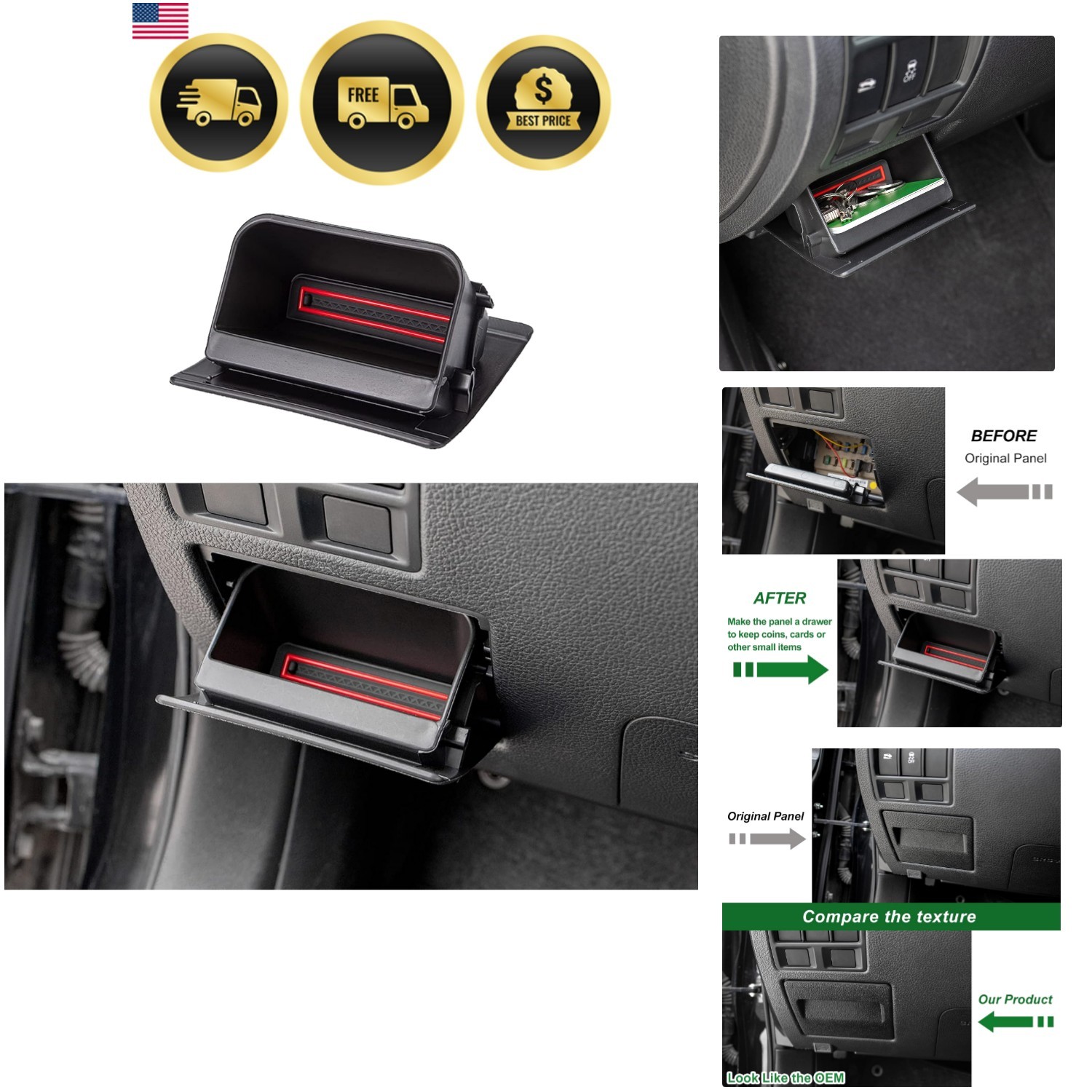 Fuse Box Coin Container Inner Storage Tray for Subaru Impreza XV Crosstrek Fo...