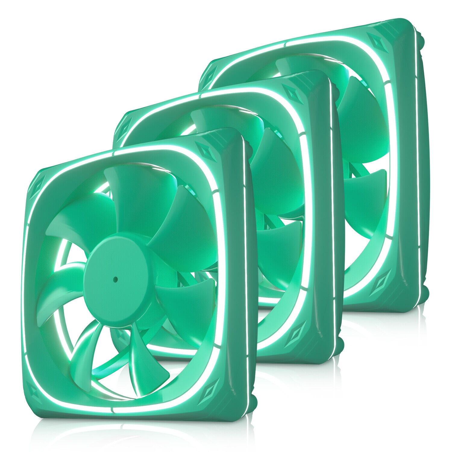 3 Pcs Vetroo DF120 120mm Case Fan White LED Lighting PC Cooling Fan Green Frame