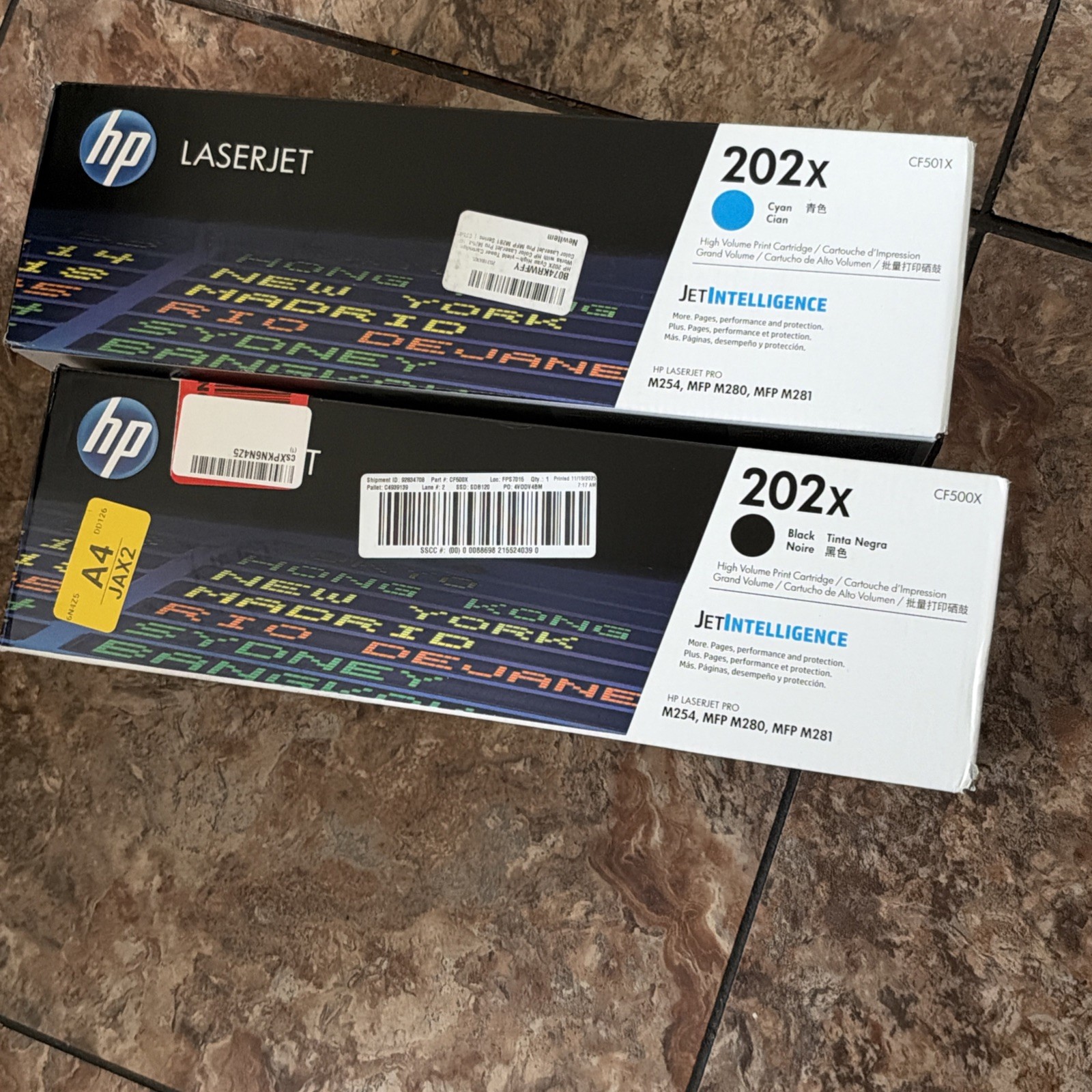 HP CF500X CF501x LaserJet 202x Black & Cyan High Yield Toner Print Cartridge