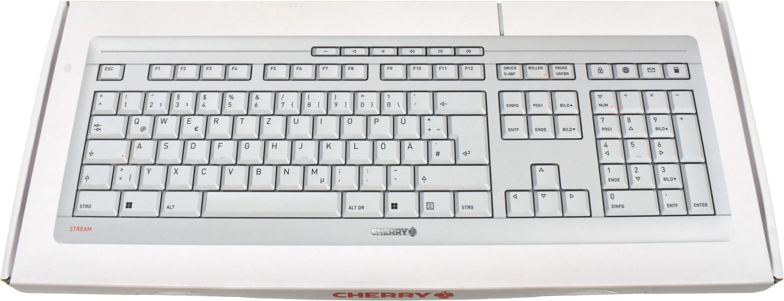 Cherry USB Stream Keyboard JK-8500EU-0/03 US INT QWERTY Wired White NEW NEW
