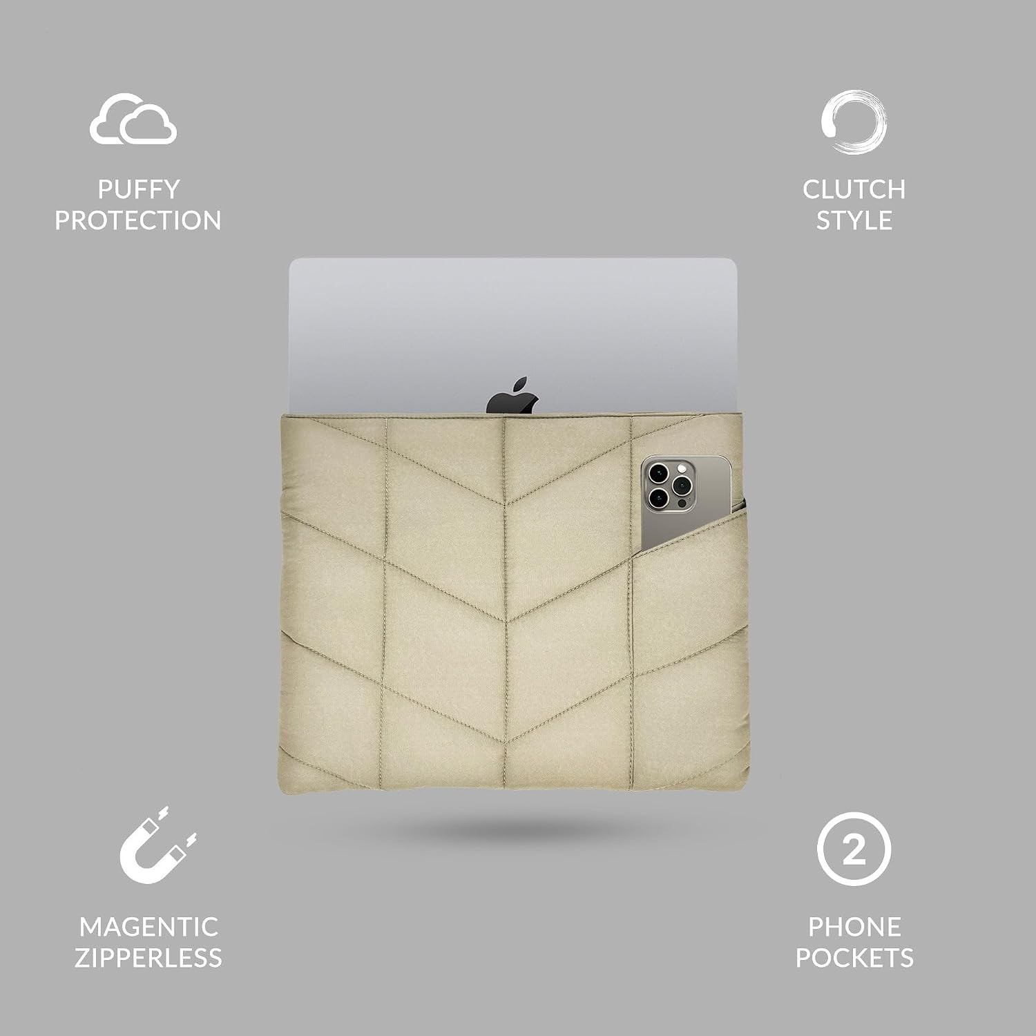 NEW UZBL Puffy Laptop Sleeve 14 inch, Luxury Carrying Case