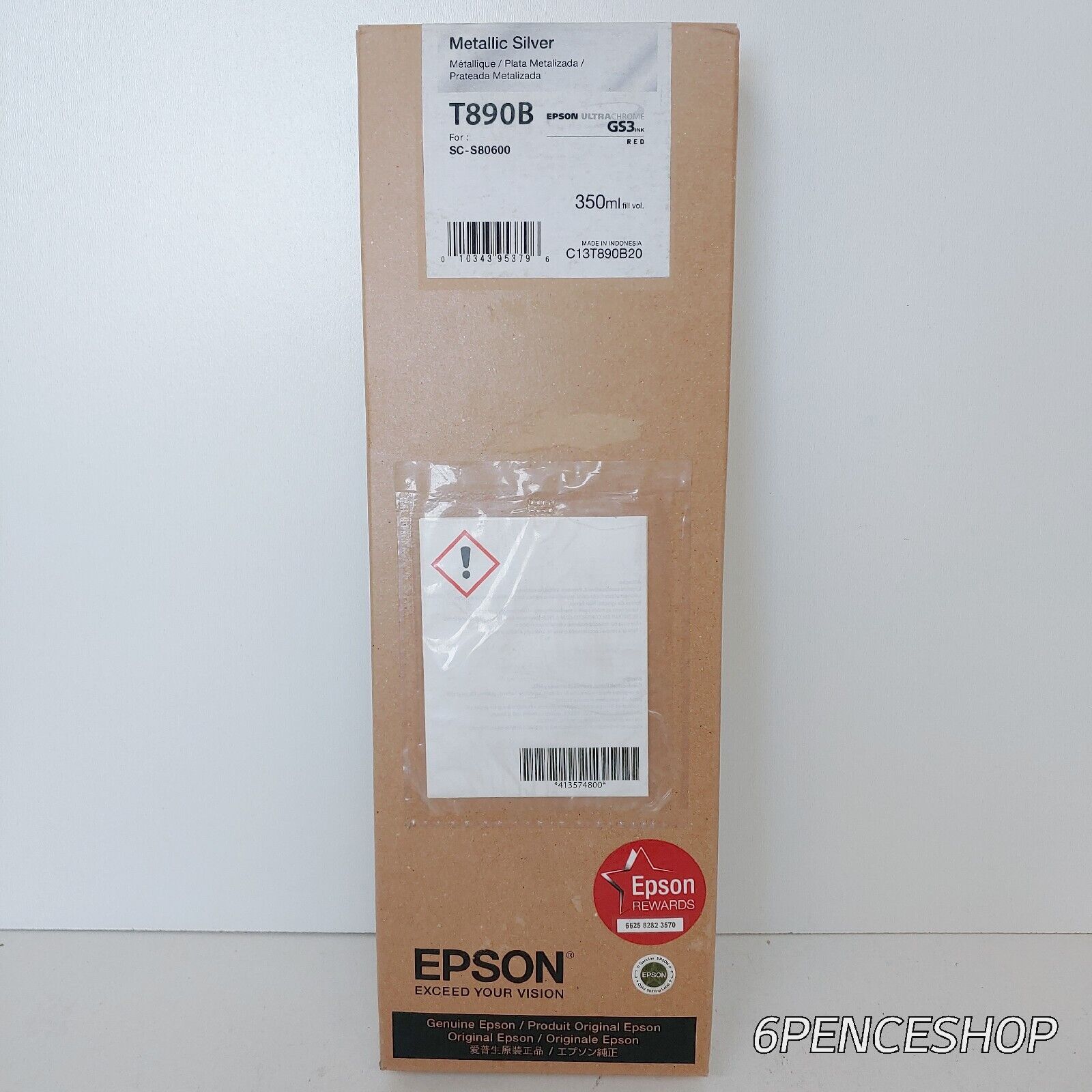 New EPSON T890B Metallic Silver Ink UltraChrome For SC-S80600 350ml 04/2022