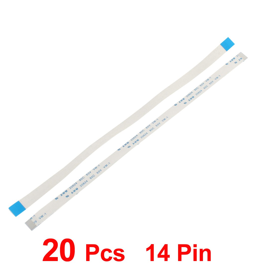 A Type 20Pcs 0.5mm Pitch 14 Pin AWM 20624 80C 60V VW-1 FFC Cable 200mm
