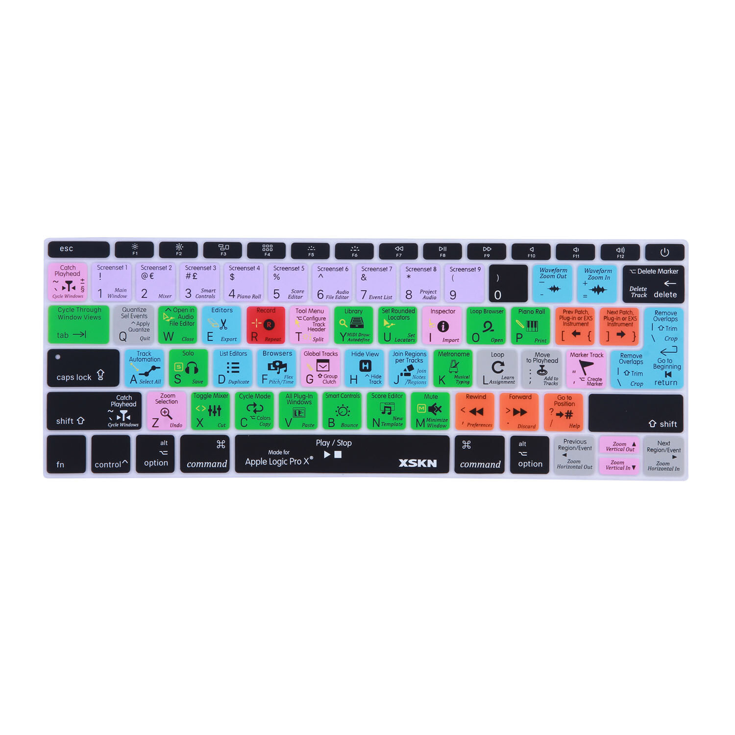 XSKN Logic Pro Keyboard Cover Skin for Macbook Pro 13.3 no Touch Bar/Macbook 12