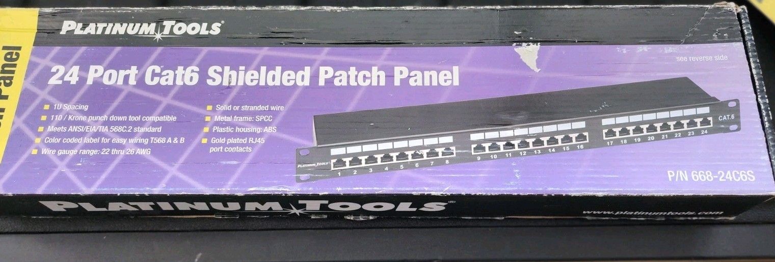 Platinum Tools 24 Port Cat6 Shielded Patch Panel PN: 668-24C6S - NEW