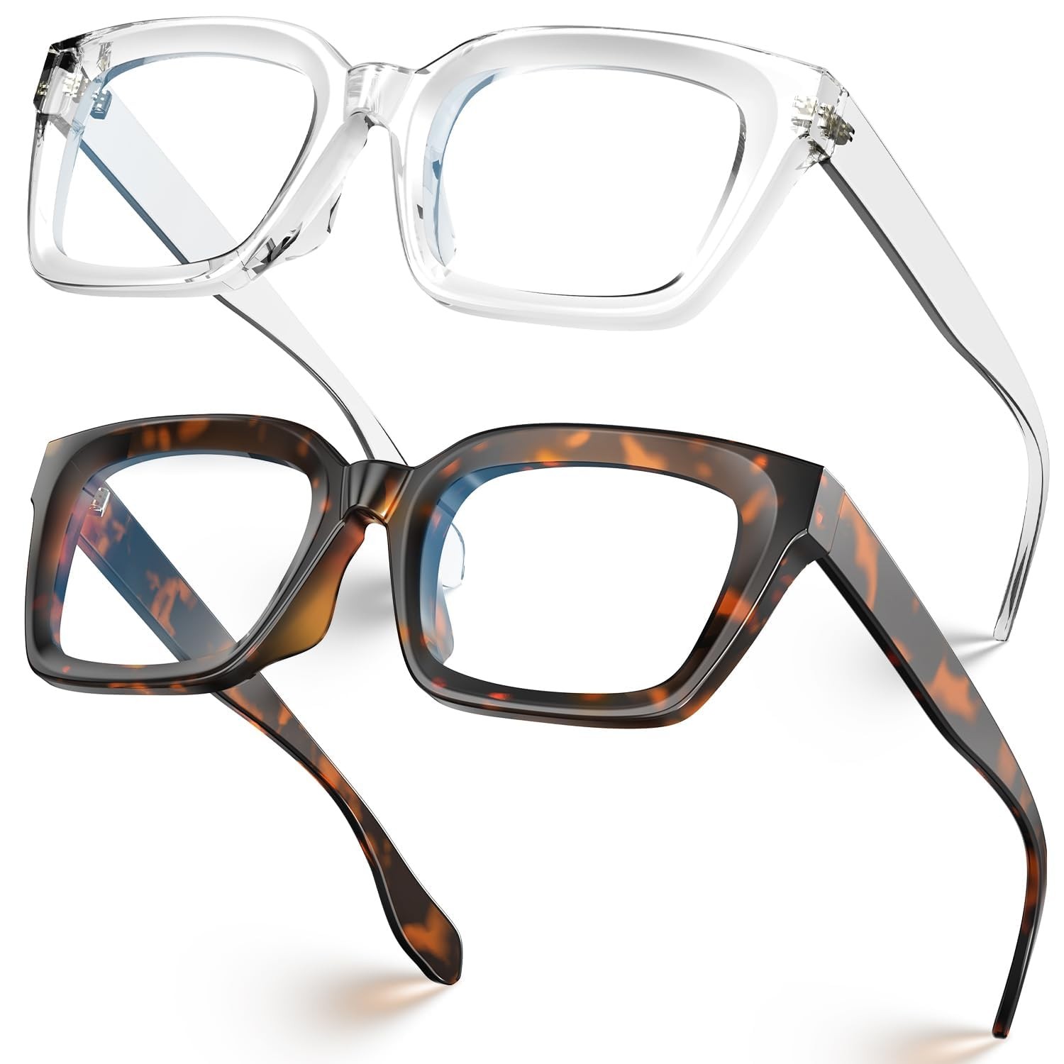 VISOONE 2 Pack Square Computer Blue Light Blocking Glasses For Women Men MONTANA