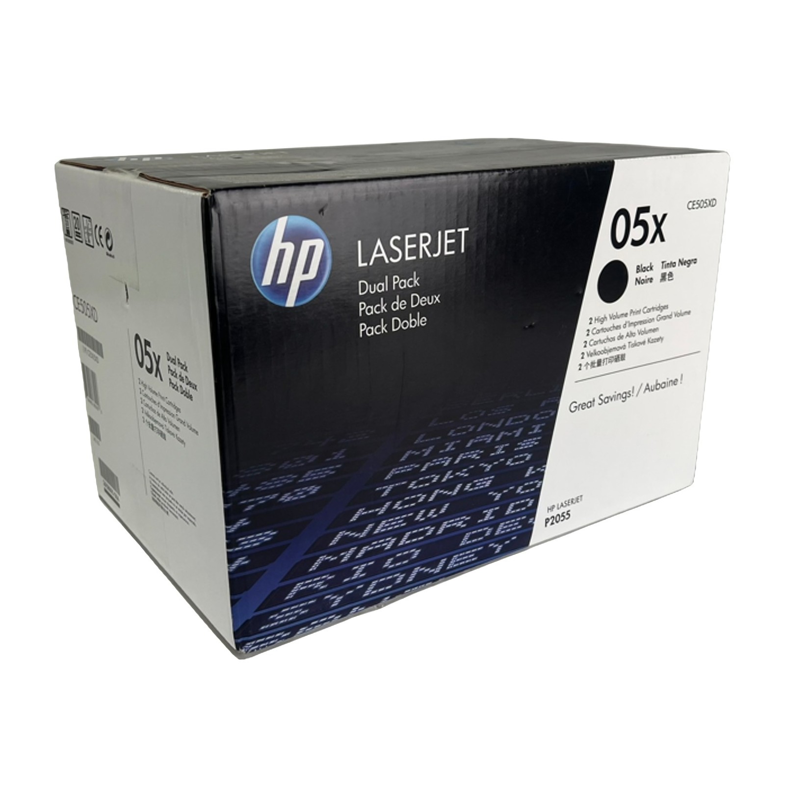 Genuine HP 05X CE505XD Black Toner Cartridge Dual Pack New Sealed (VS)