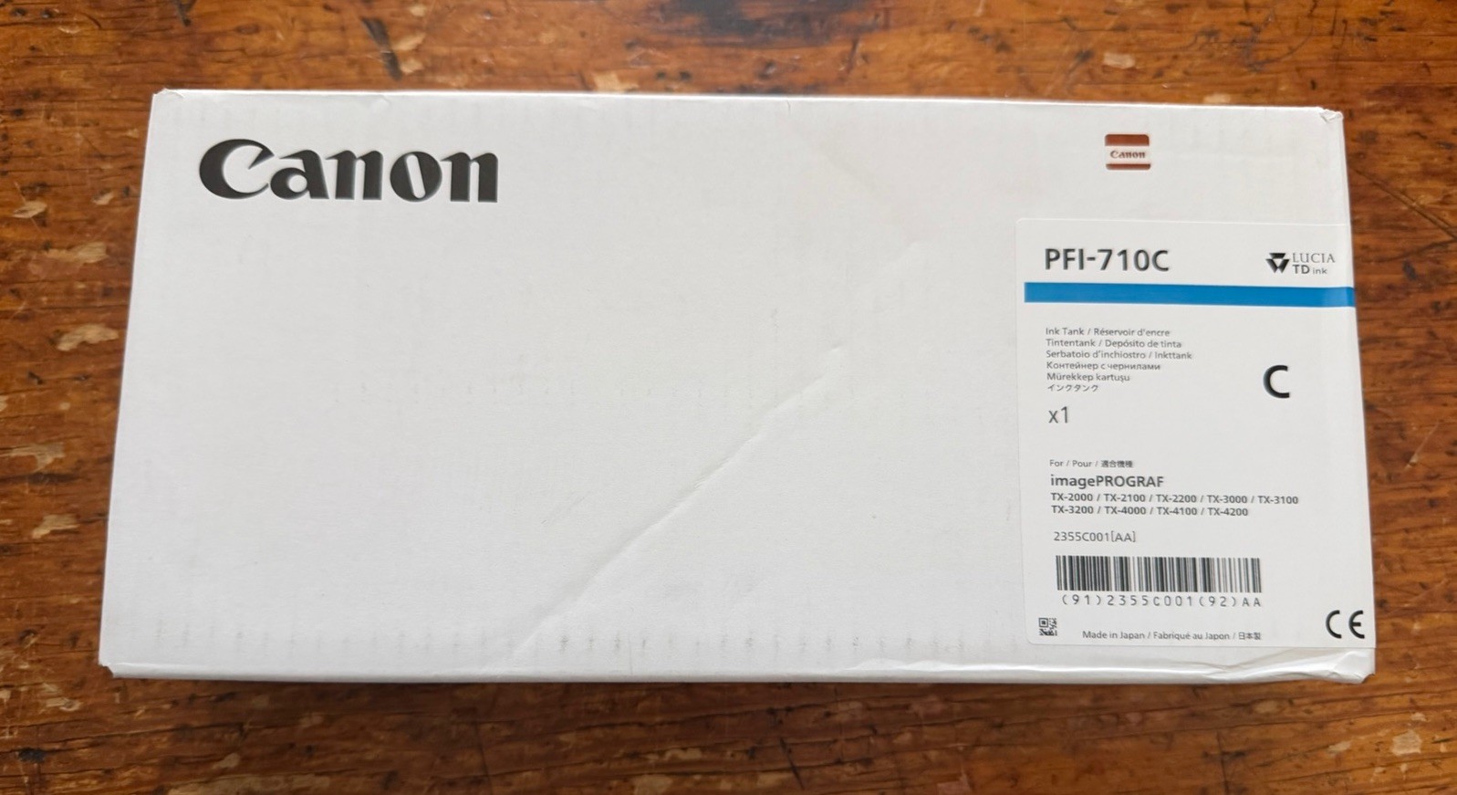 Canon PFI-710C 2355C001 Pigment Cyan Ink Tank Expires 2028