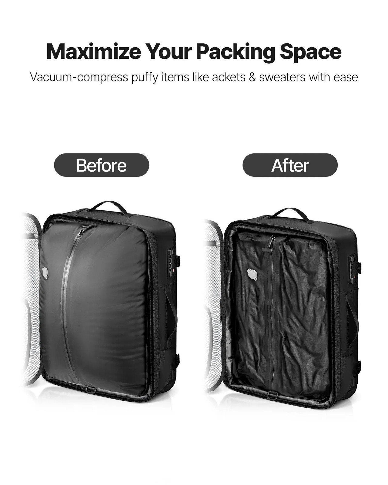 Vacuum Travel Backpack, 80L, Expandable Vacuum Seal Compression Travel Backpack