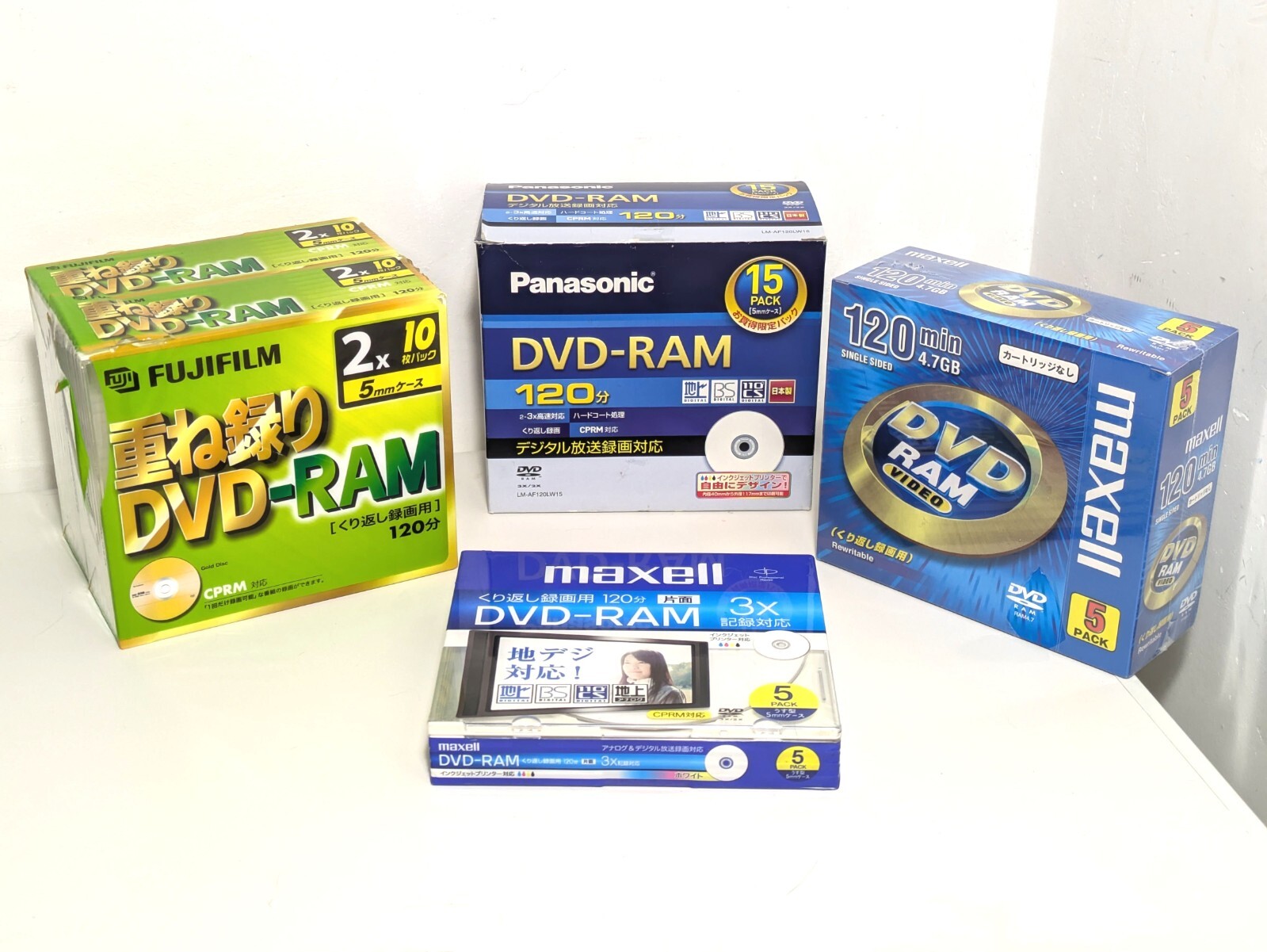 【"READ" SEALED Lot of 40】FUJI, Panasonic, Maxell DVD-RAM 4.7GB 120min Rewritable