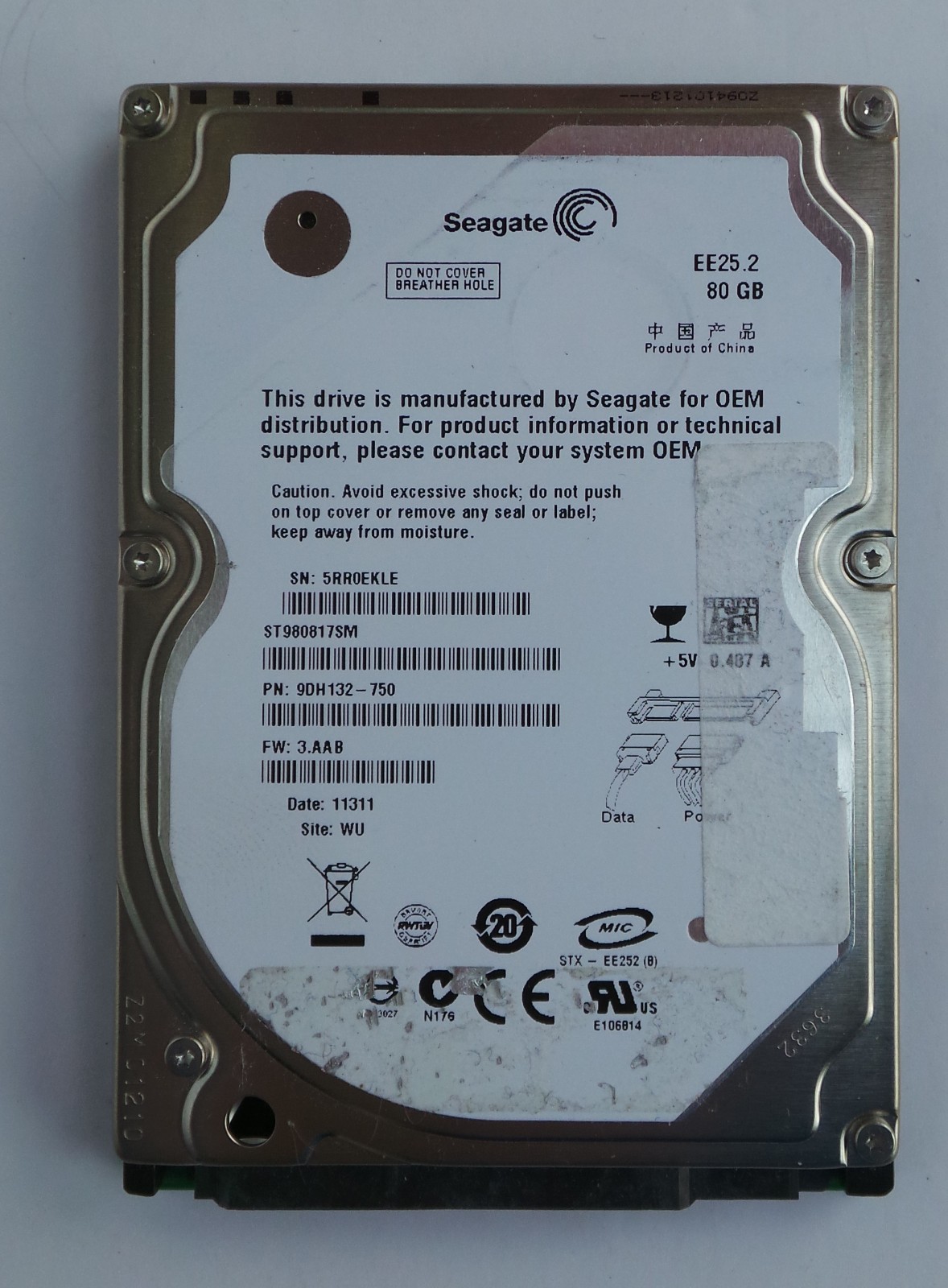 Seagate ST980817SM EE25.2 80gb 2.5" Sata Hard Drive Fully tested , low hours