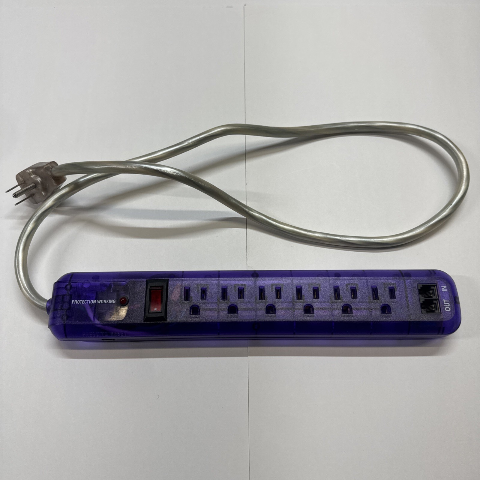 Vintage 90s Y2K Translucent Purple Power Strip Outlet - Clear See Through