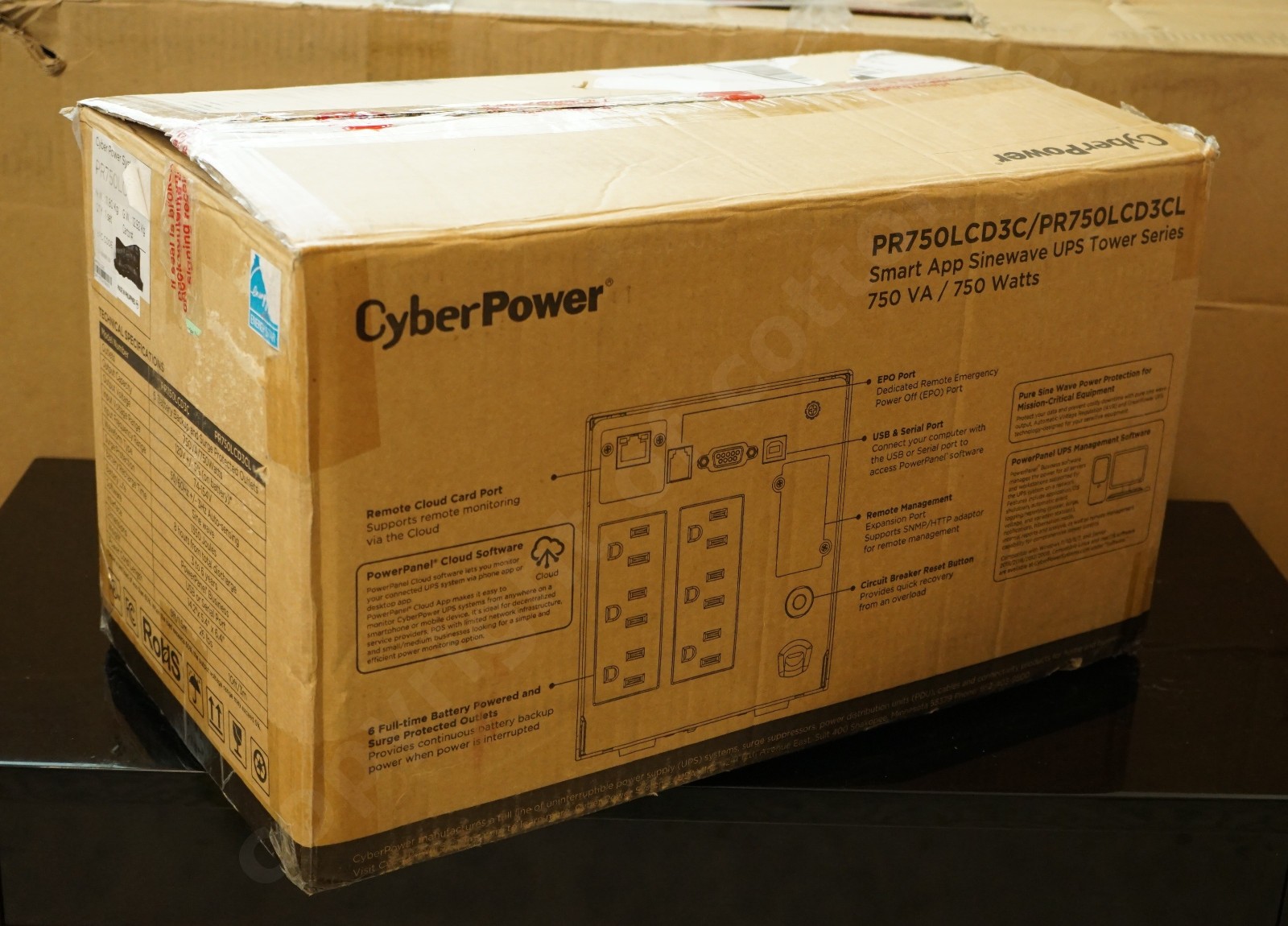 New OB CyberPower Smart App Sinewave UPS 750VA PR750LCD3C Mini Tower
