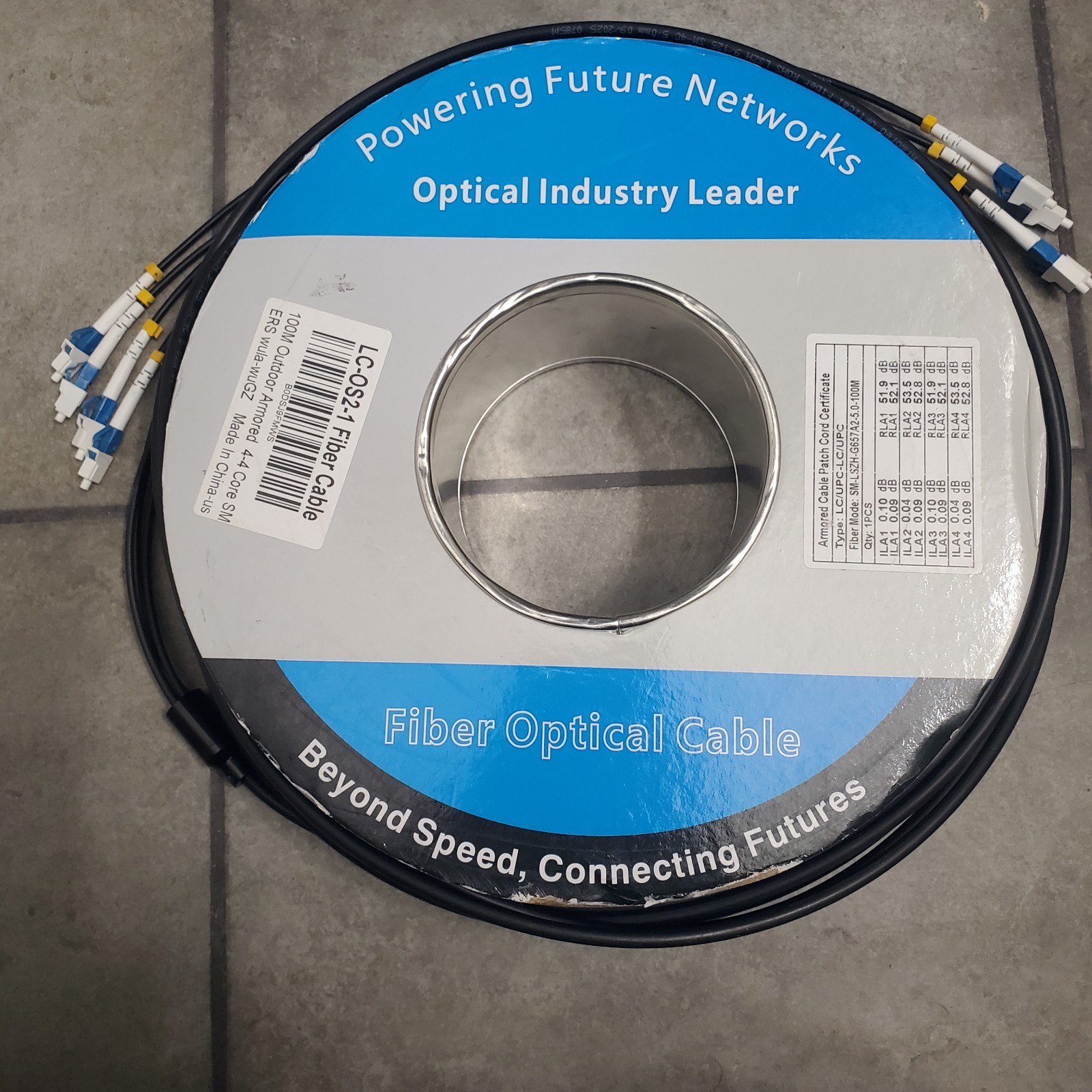 fiber optical cable LC-OS2-1 100M outdoor armored 4-4 core SM 