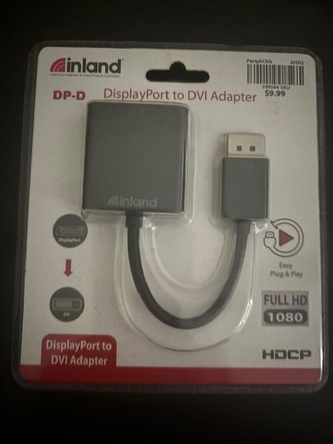 INLAND - DP-D - DisplayPort to DVI Adapter - Black 