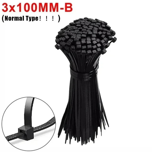 200pcs Screw Hole Cable Ties  Nylon Self Locking Wire Organizer