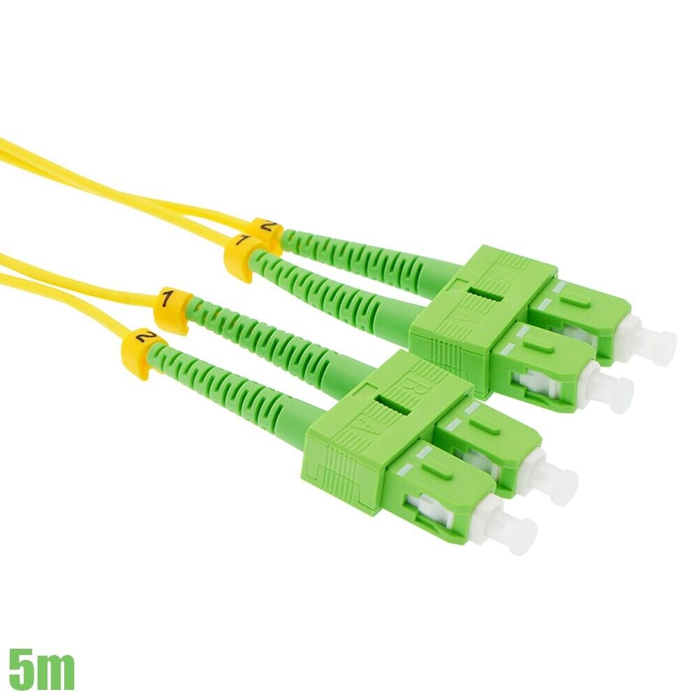 5M SC/APC to SC/APC Fiber Optic 9/125 Single-Mode Duplex Patch Cable OFNR Yellow
