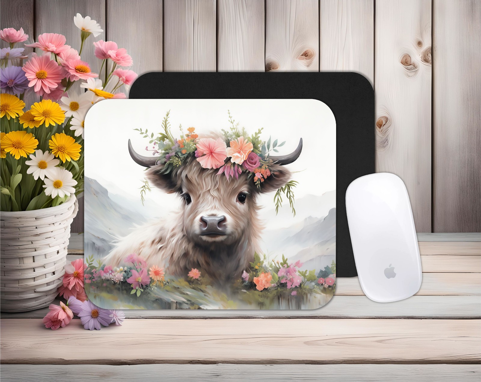Highland cow themed neoprene PC/laptop Mouse Pad, CHOICE, , gifts