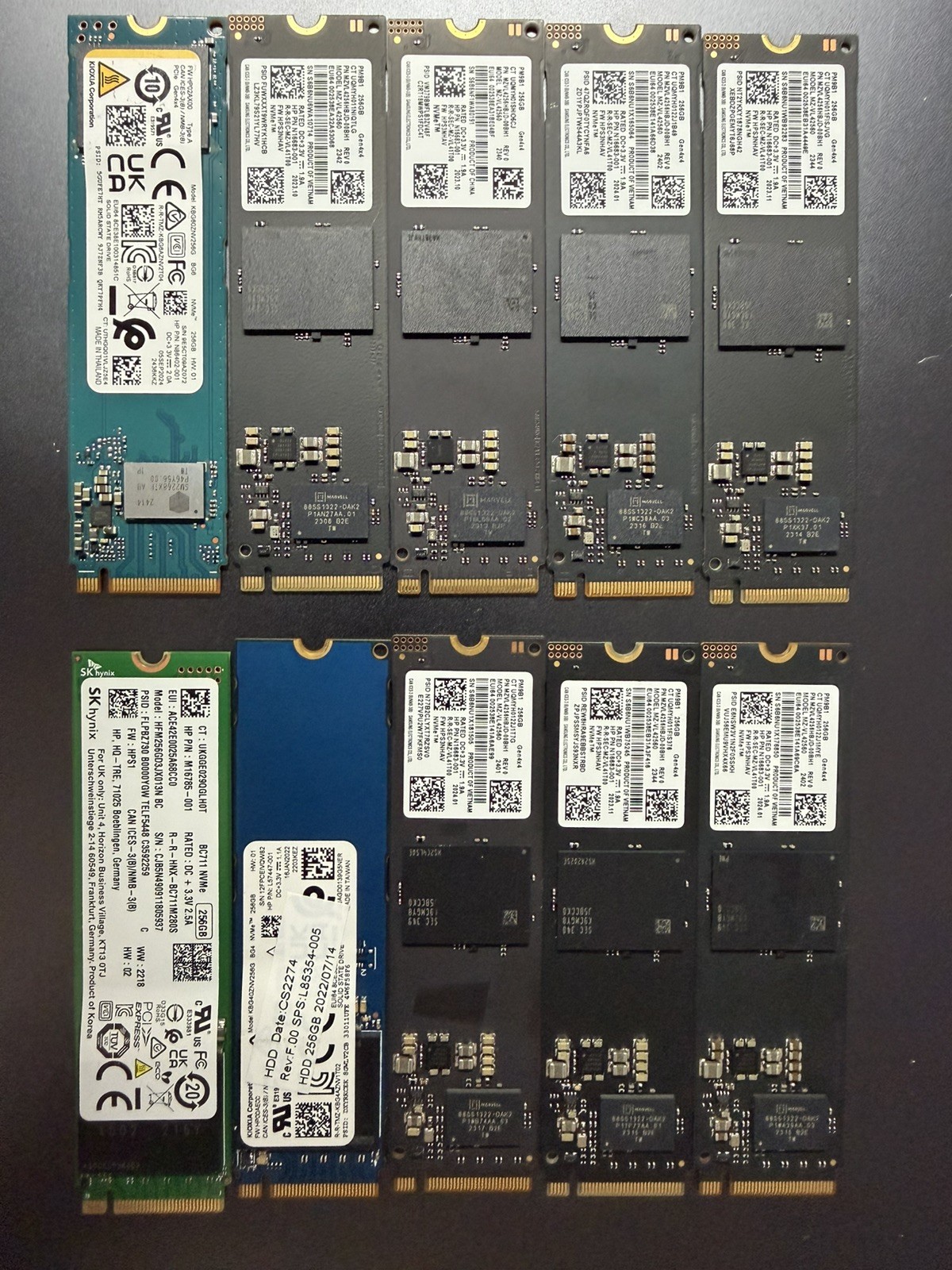 (Lot of 13) 256GB SSD NVMe M.2 Solid State Drive Laptop/PC Bulk