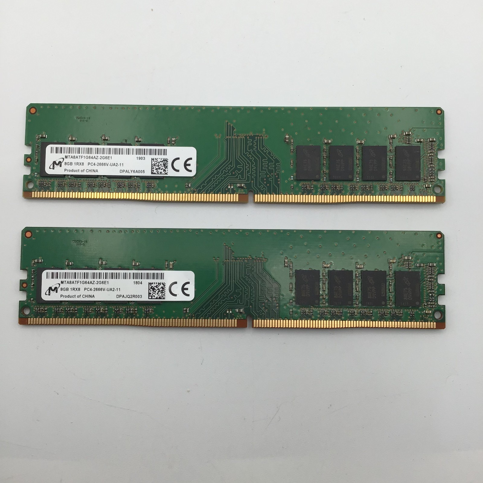 Micron 16GB (2x8GB) MTA8ATF1G64AZ-2G6E1 2666MHz DDR4 UDIMM Memory
