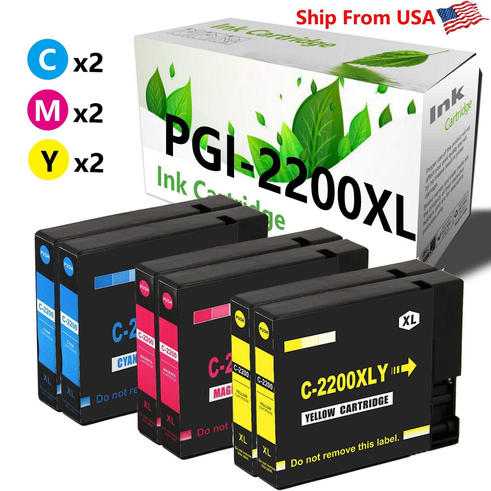6PK PGI-2200 PGI2200XL Ink Cartridge for Maxify-iB4120 Printer