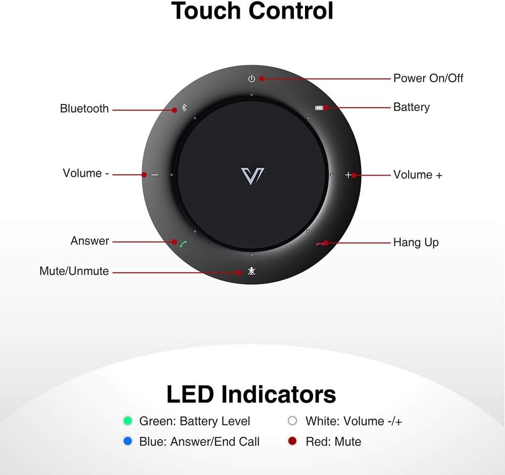 AV Access USB/Bluetooth Speakerphone Full-Duplex Audio, 4 AI Mics Beamforming, 8